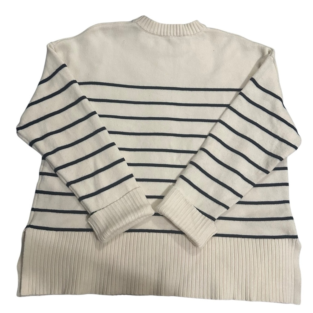 ZARA Nautical-Inspired Cream & Black Oversized Crew Neck Sweater/SIZE: Small - Picture 3 of 10